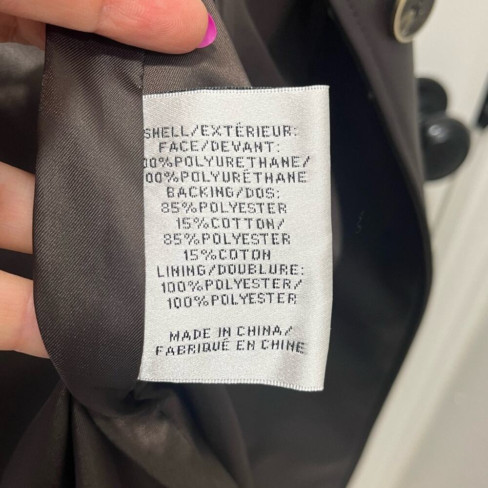 Via Spiga Chocolate Brown Vegan Leather Trench Coat Size Medium Belted Classic - Picture 15 of 16